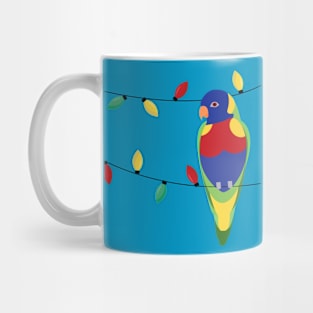 Rainbow lorikeet on Christmas fairy lights Mug